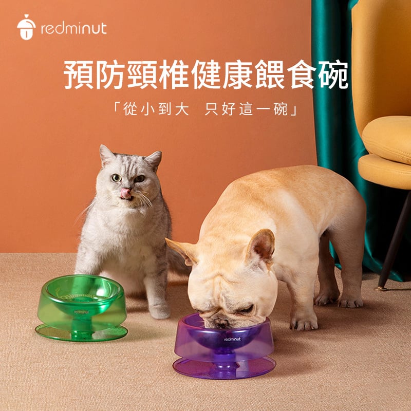 Redminut 小紅栗預防寵物頸椎健康餵食碗 - 高品質大容量寵物貓碗