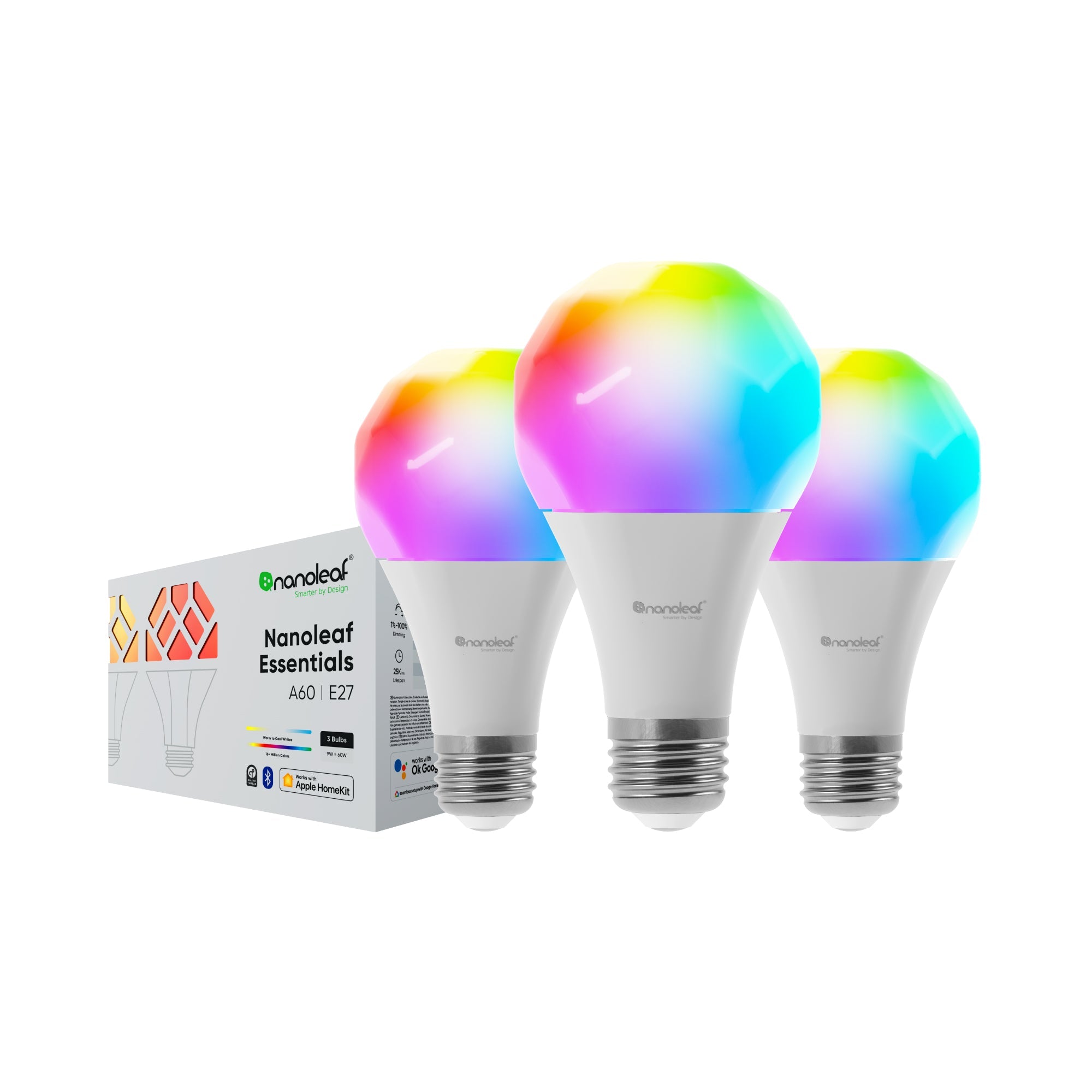 Nanoleaf Essentials A19/A60 Bulb (E27 plug) 智能燈泡3件裝 - 香港行貨